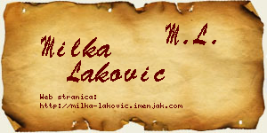 Milka Laković vizit kartica